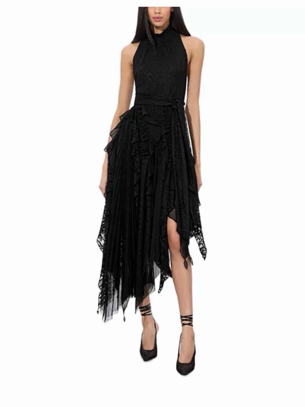 NWT Alice and Olivia Marzita Lace Asymmetrical Hem Dress